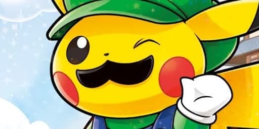 A smiling Pikachu illustration in bright yellow and green