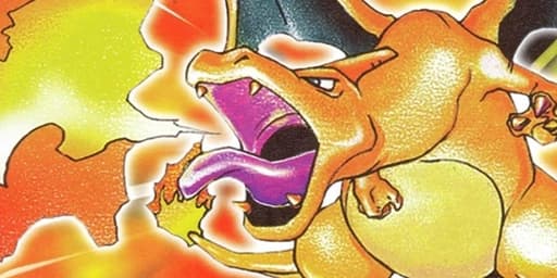 A close crop of classic Charizard card artwork
