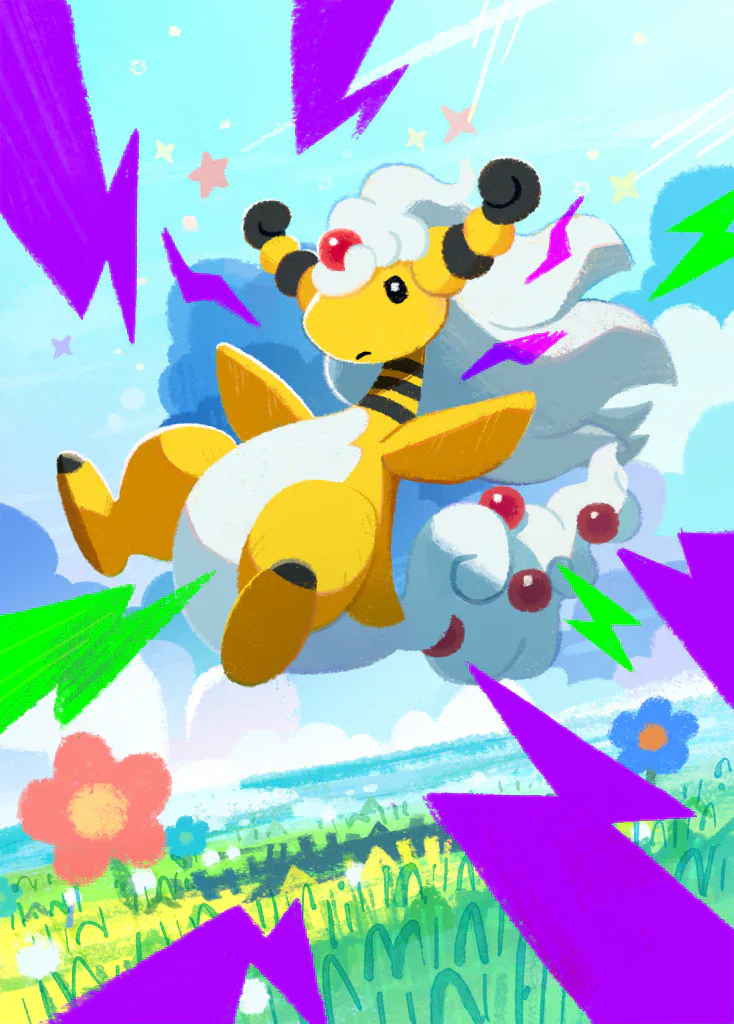 Mega Ampharos ex artwork.