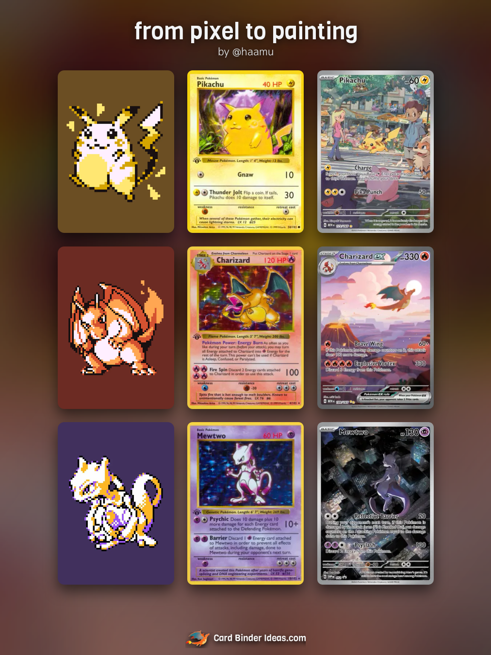 from pixel to painting. Michi Method Pokémon card binder idea by @haamu.