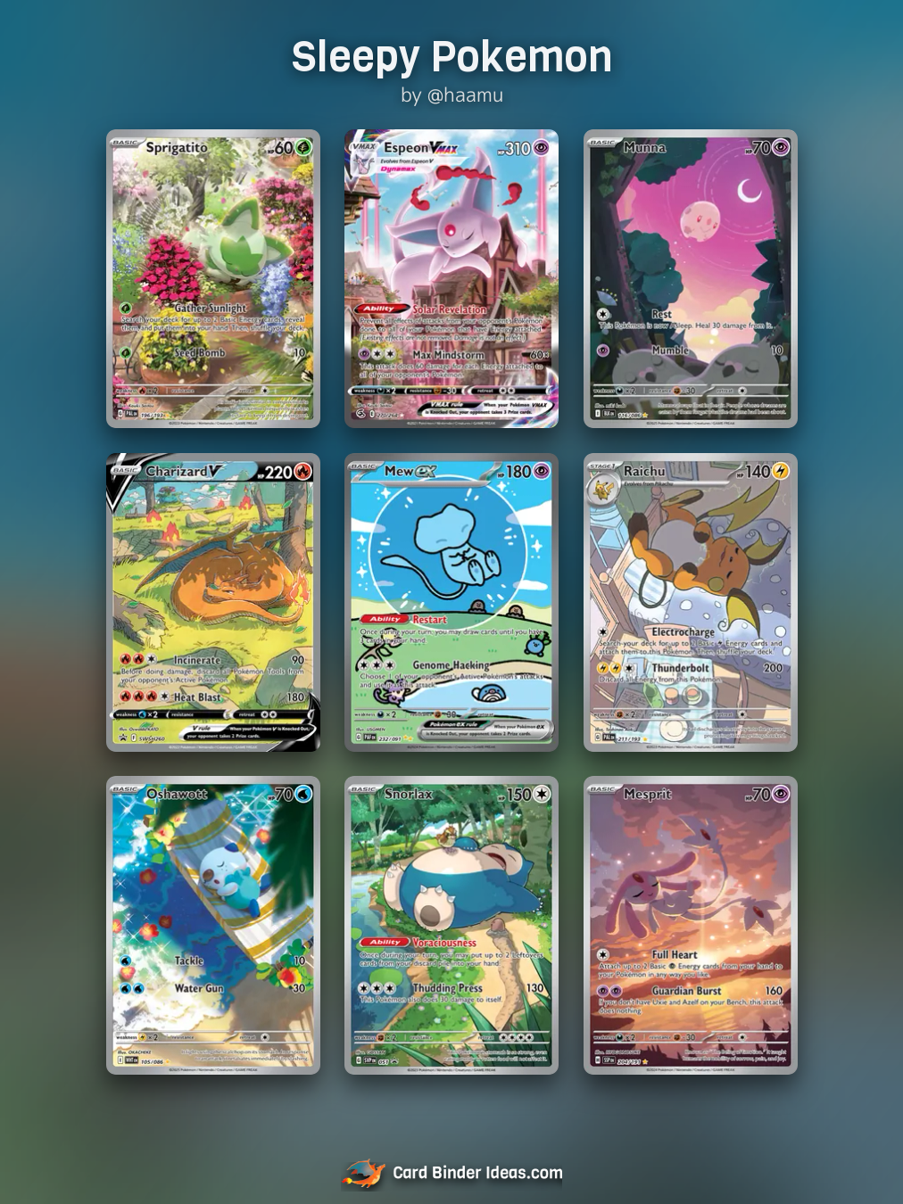 Sleepy Pokemon. Cute and Cozy Pokémon card binder idea by @haamu.