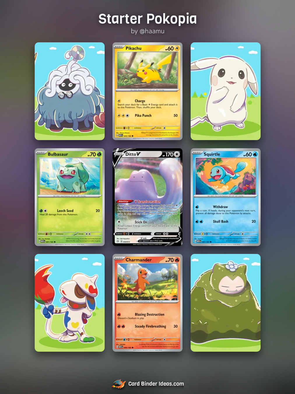 Starter Pokopia. Michi Method Pokémon card binder idea by @haamu.