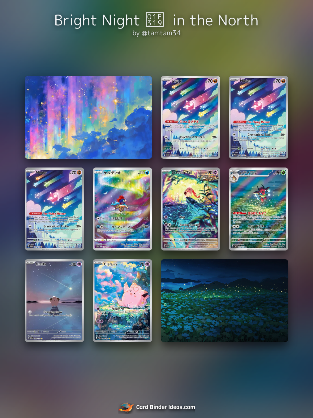 Bright Night 🌙  in the North. Michi Method Pokémon card binder idea by @tamtam34.