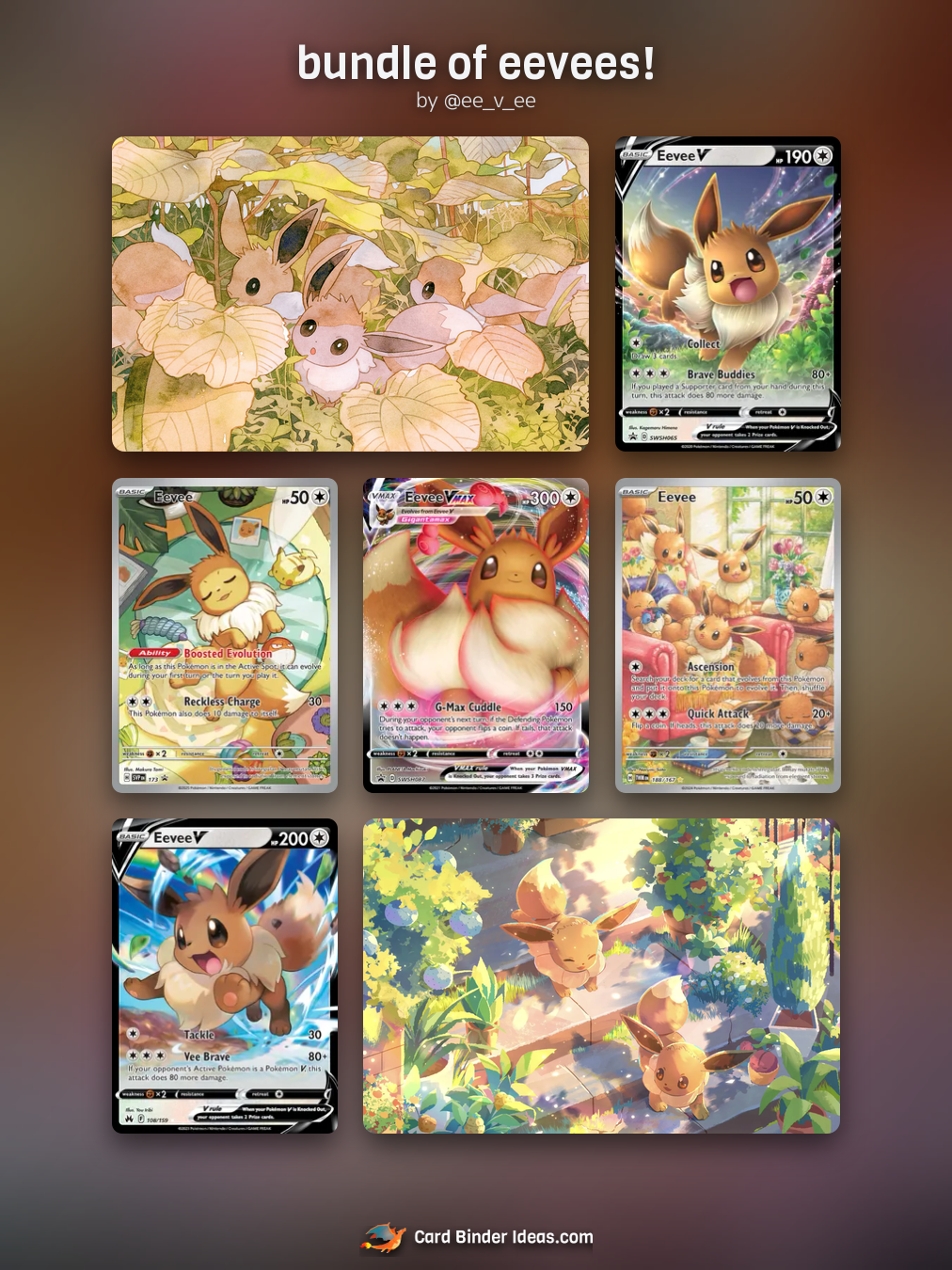 bundle of eevees! Michi Method Pokémon card binder idea by @ee_v_ee.