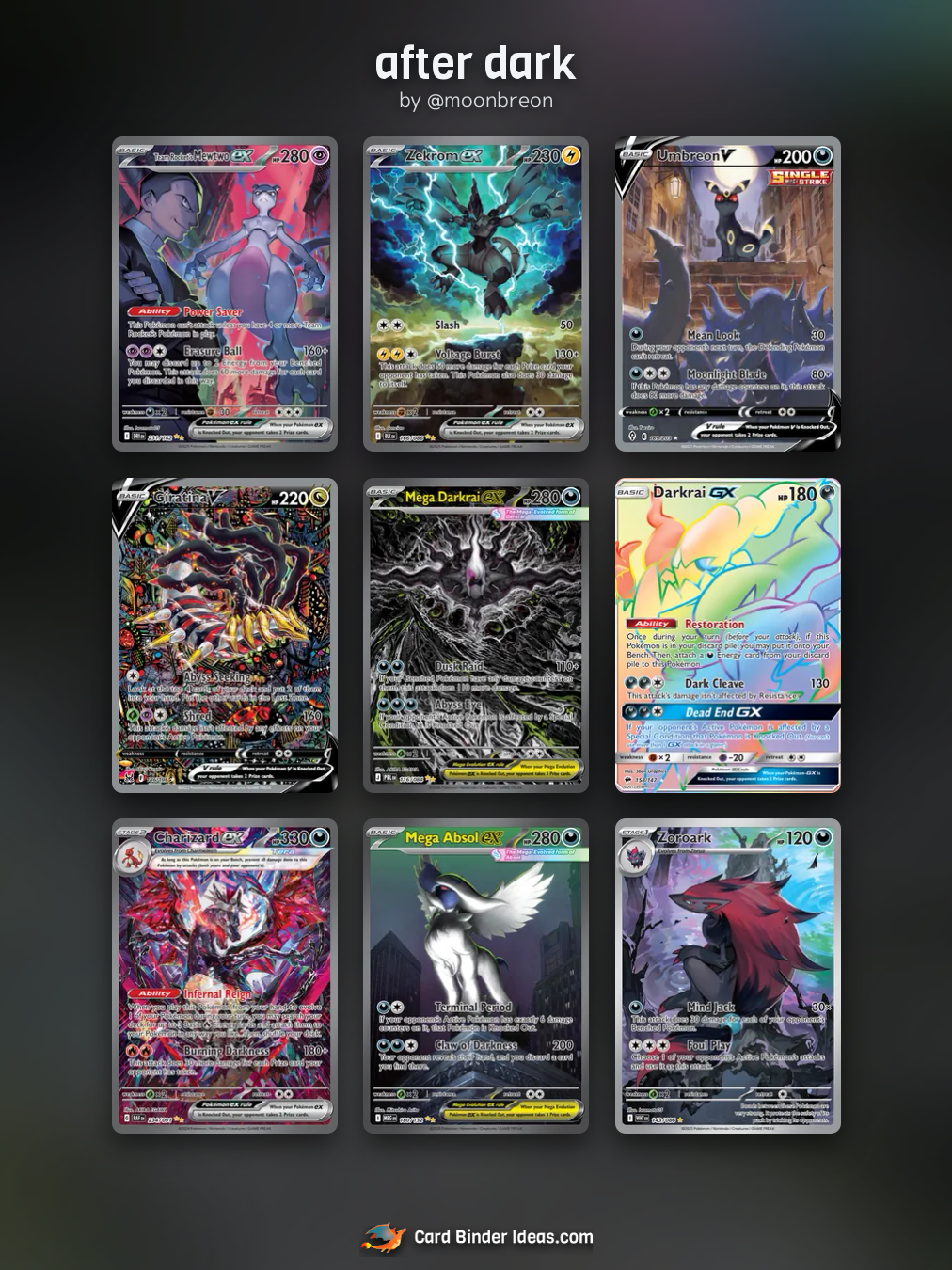 after dark. Full Art Pokémon card binder idea by @moonbreon.