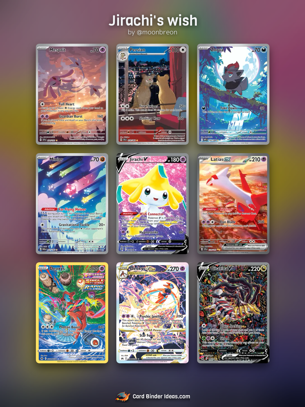 Jirachi's wish. Full Art Pokémon card binder idea by @moonbreon.