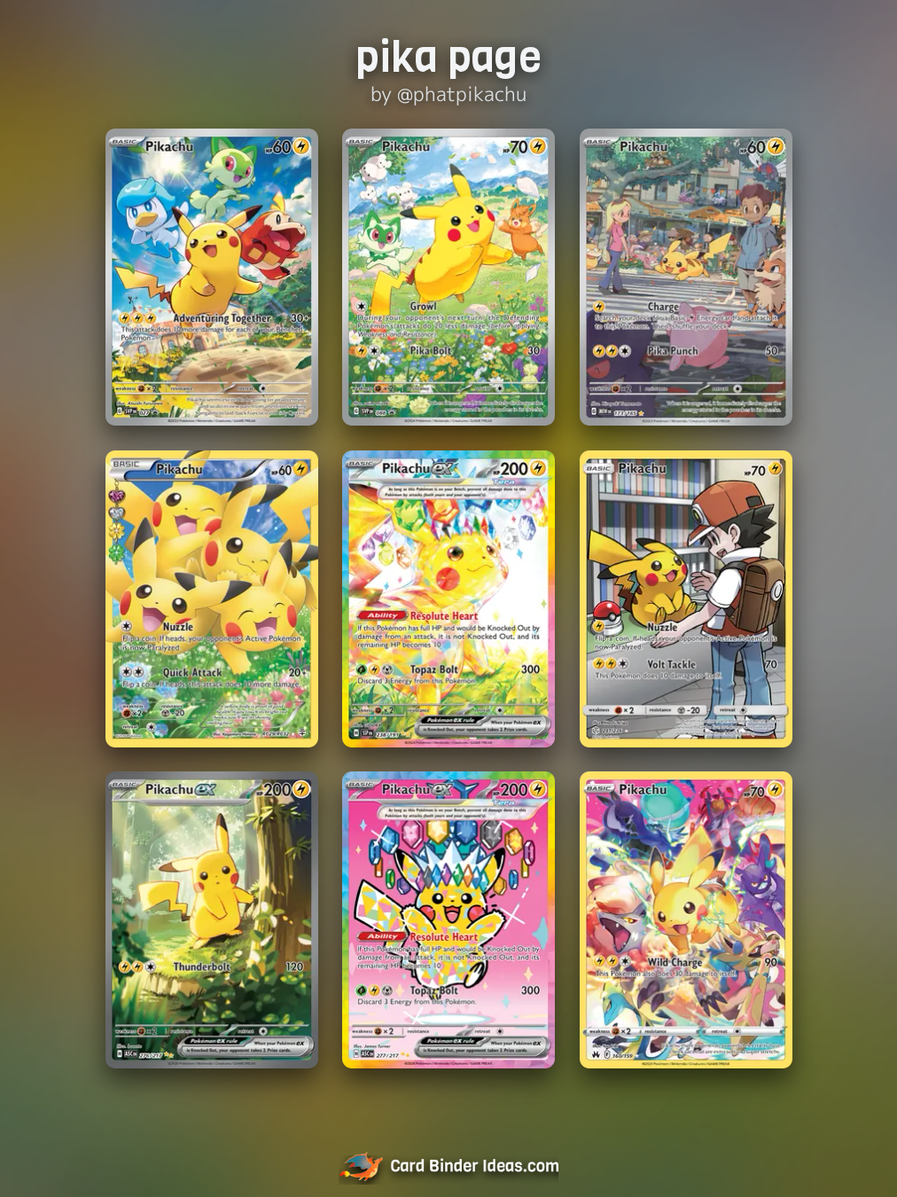 pika page. Full Art Pokémon card binder idea by @phatpikachu.
