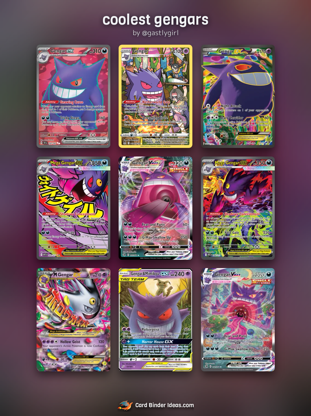 coolest gengars. Full Art Pokémon card binder idea by @gastlygirl.