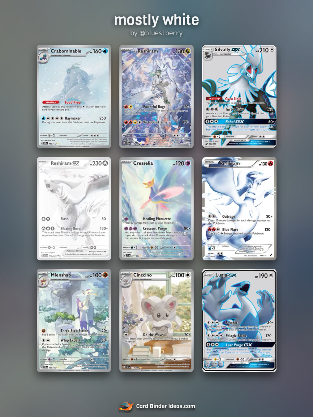 mostly white. Full Art Pokémon card binder idea by @bluestberry.