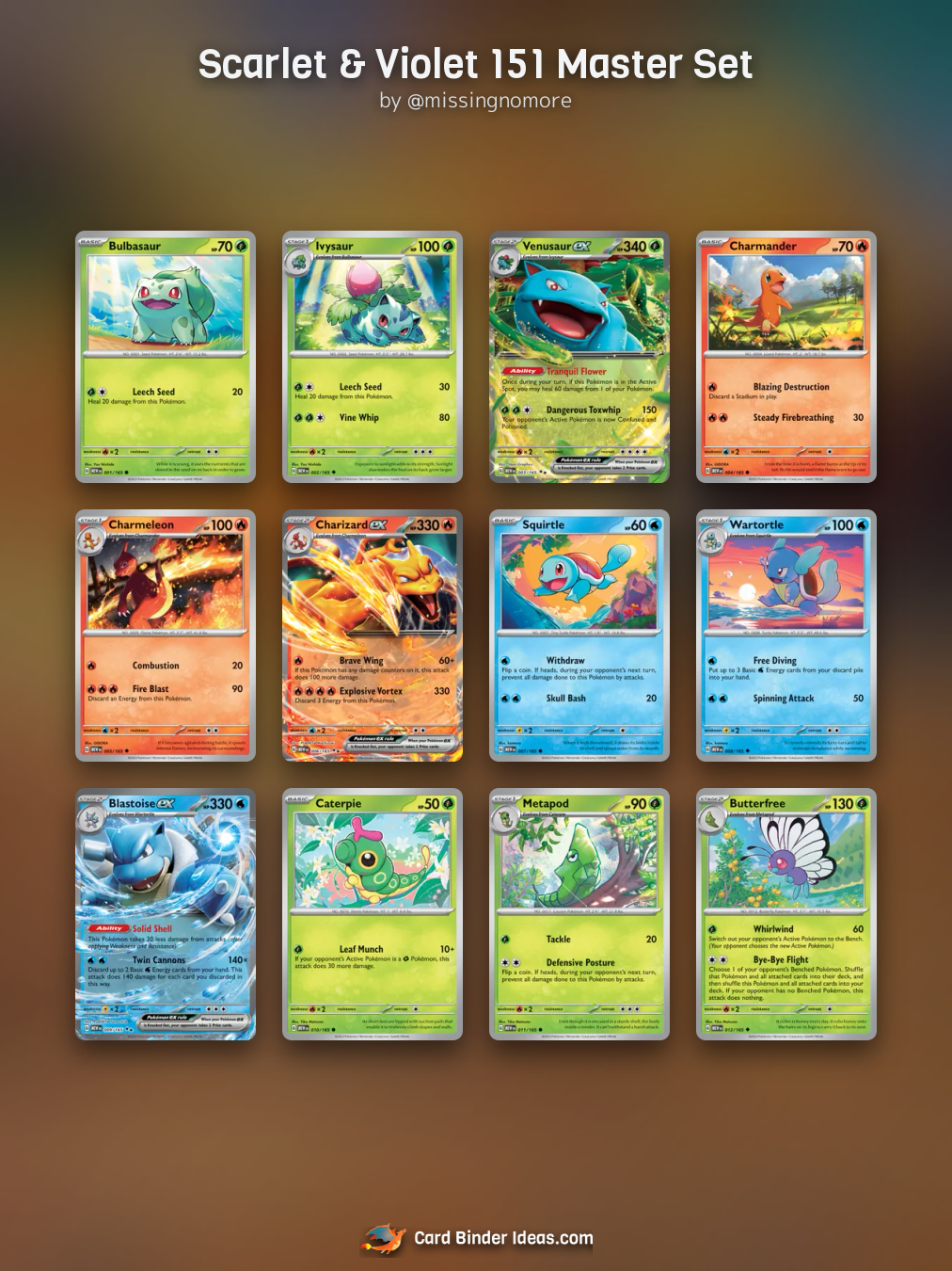 Scarlet & Violet 151 Master Set. Pokémon card binder idea by @missingnomore.