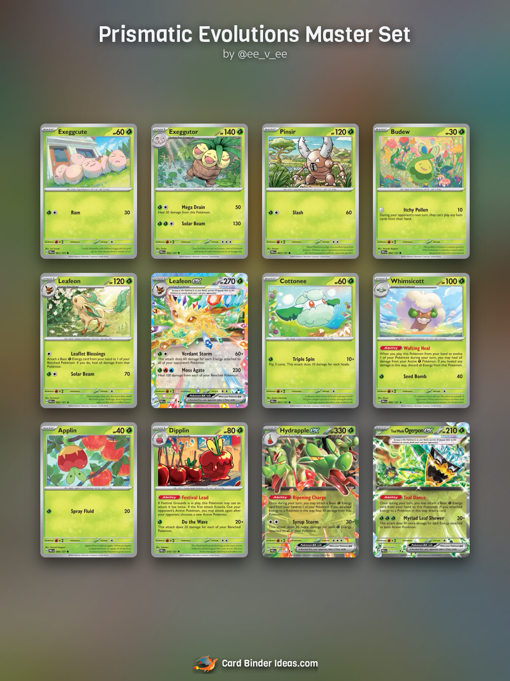 Prismatic Evolutions Master Set. Pokémon card binder idea by @ee_v_ee.