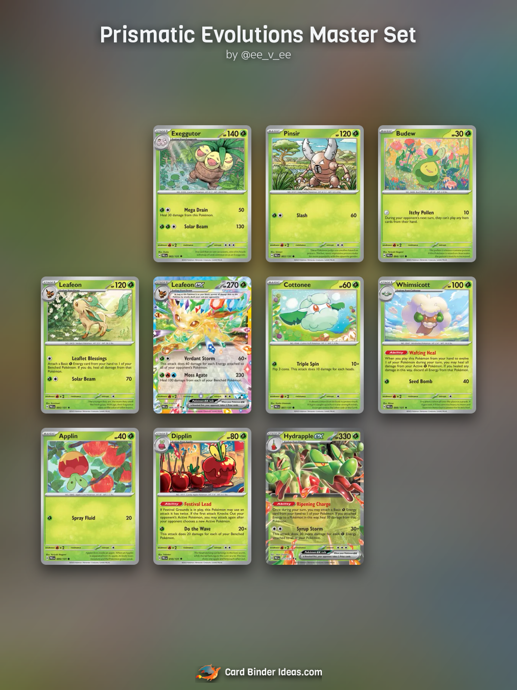 Prismatic Evolutions Master Set. Pokémon card binder idea by @ee_v_ee.