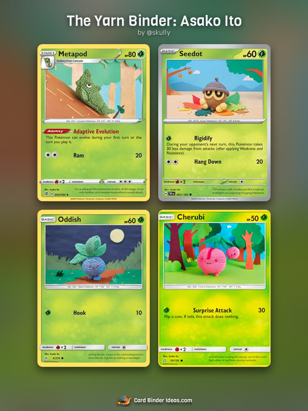 The Yarn Binder: Asako Ito. Artist Pokémon card binder idea by @skully.