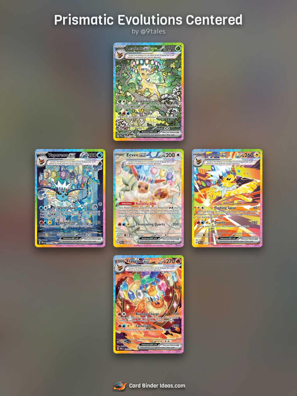 Prismatic Evolutions Centered. Pokémon card binder idea by @9tales.