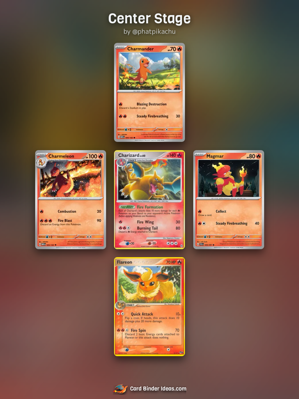 Center Stage. Michi Method Pokémon card binder idea by @phatpikachu.