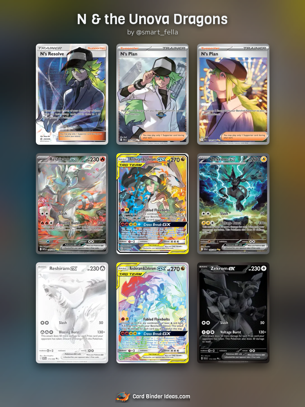 N & the Unova Dragons. Trainer Pokémon card binder idea by @smart_fella.