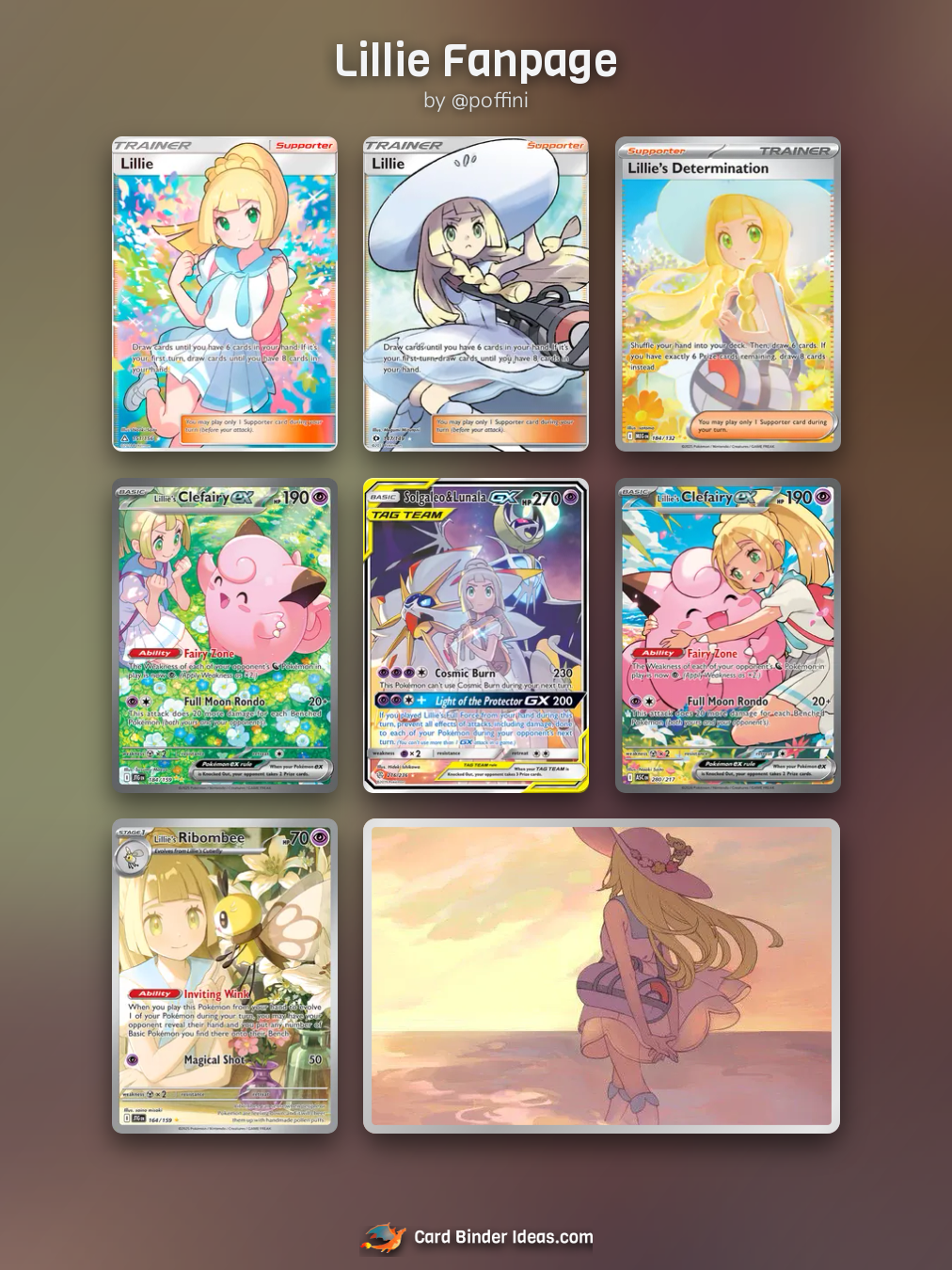 Lillie Fanpage. Michi Method Pokémon card binder idea by @poffini.