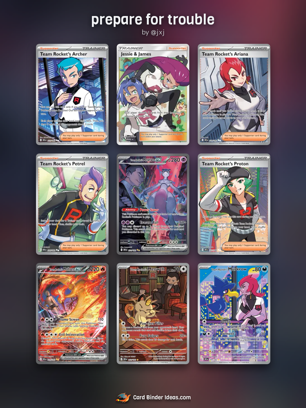 prepare for trouble. Trainer Pokémon card binder idea by @jxj.