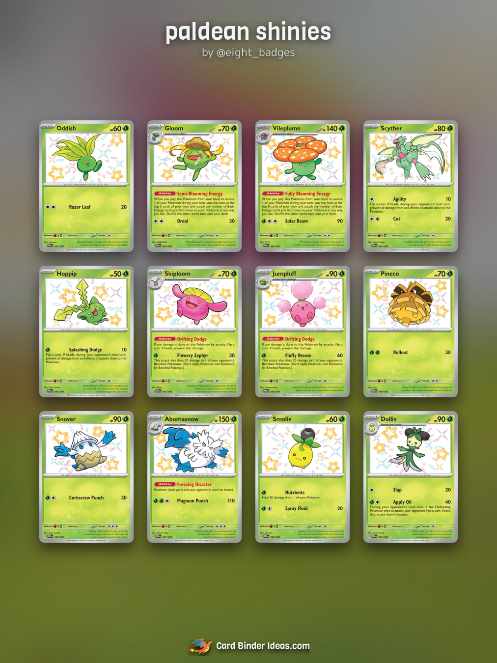 paldean shinies. Pokémon card binder idea by @eight_badges.