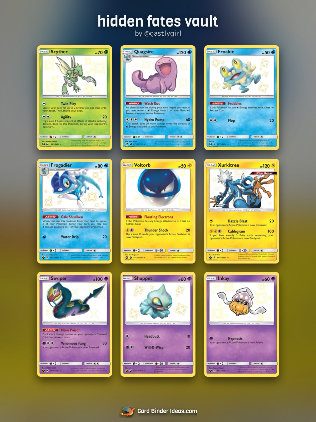 hidden fates vault. Pokémon card binder idea by @gastlygirl.