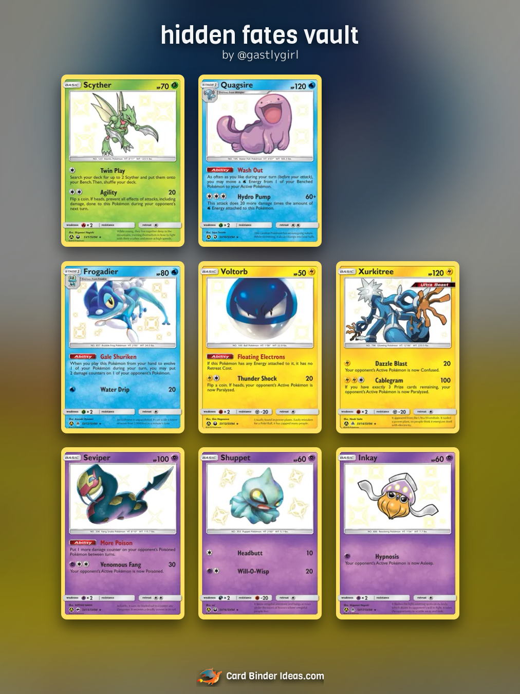 hidden fates vault. Pokémon card binder idea by @gastlygirl.