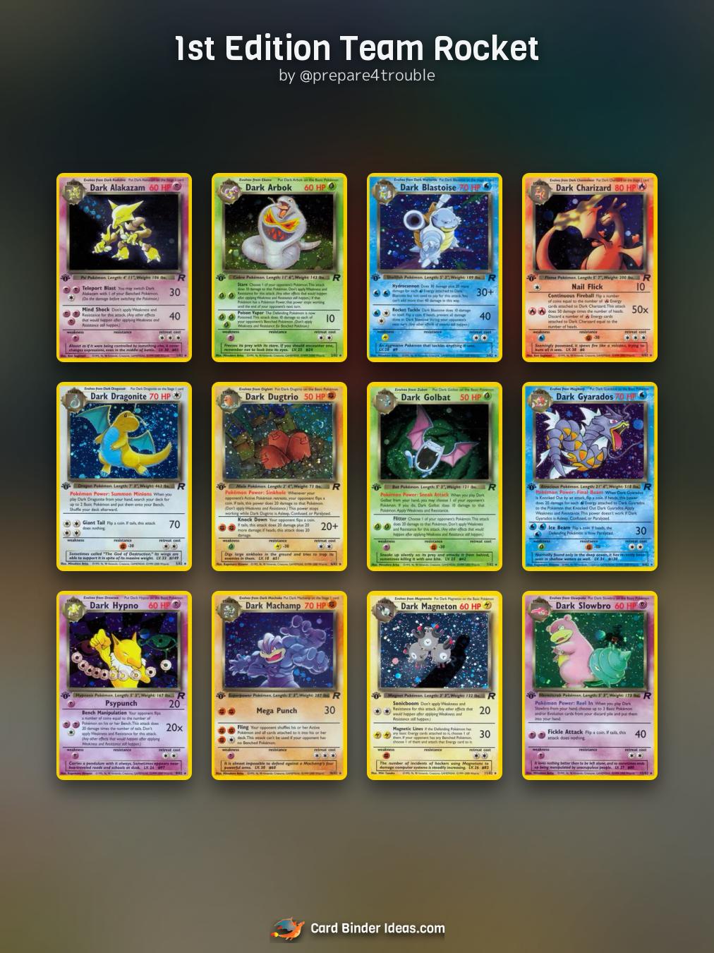1st Edition Team Rocket. Vintage Pokémon card binder idea by @prepare4trouble.