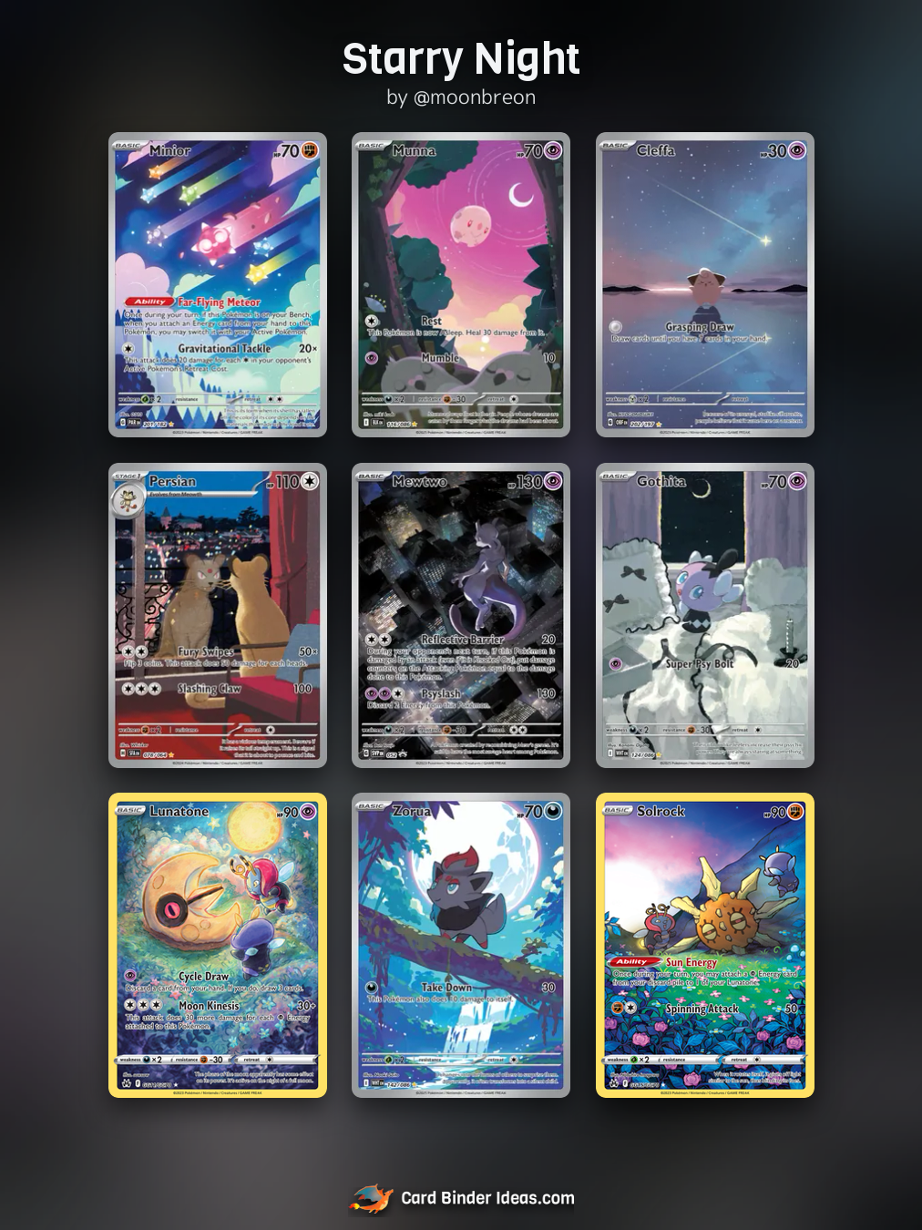 Starry Night. Pokémon card binder idea by @moonbreon.
