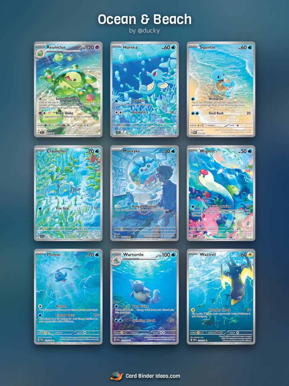Ocean & Beach. Pokémon card binder idea by @ducky.