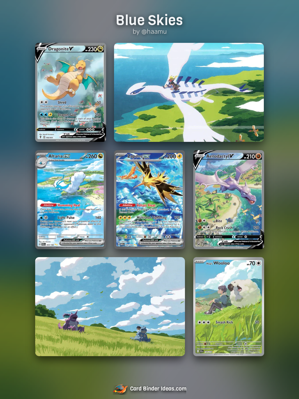 Blue Skies. Michi Method Pokémon card binder idea by @haamu.