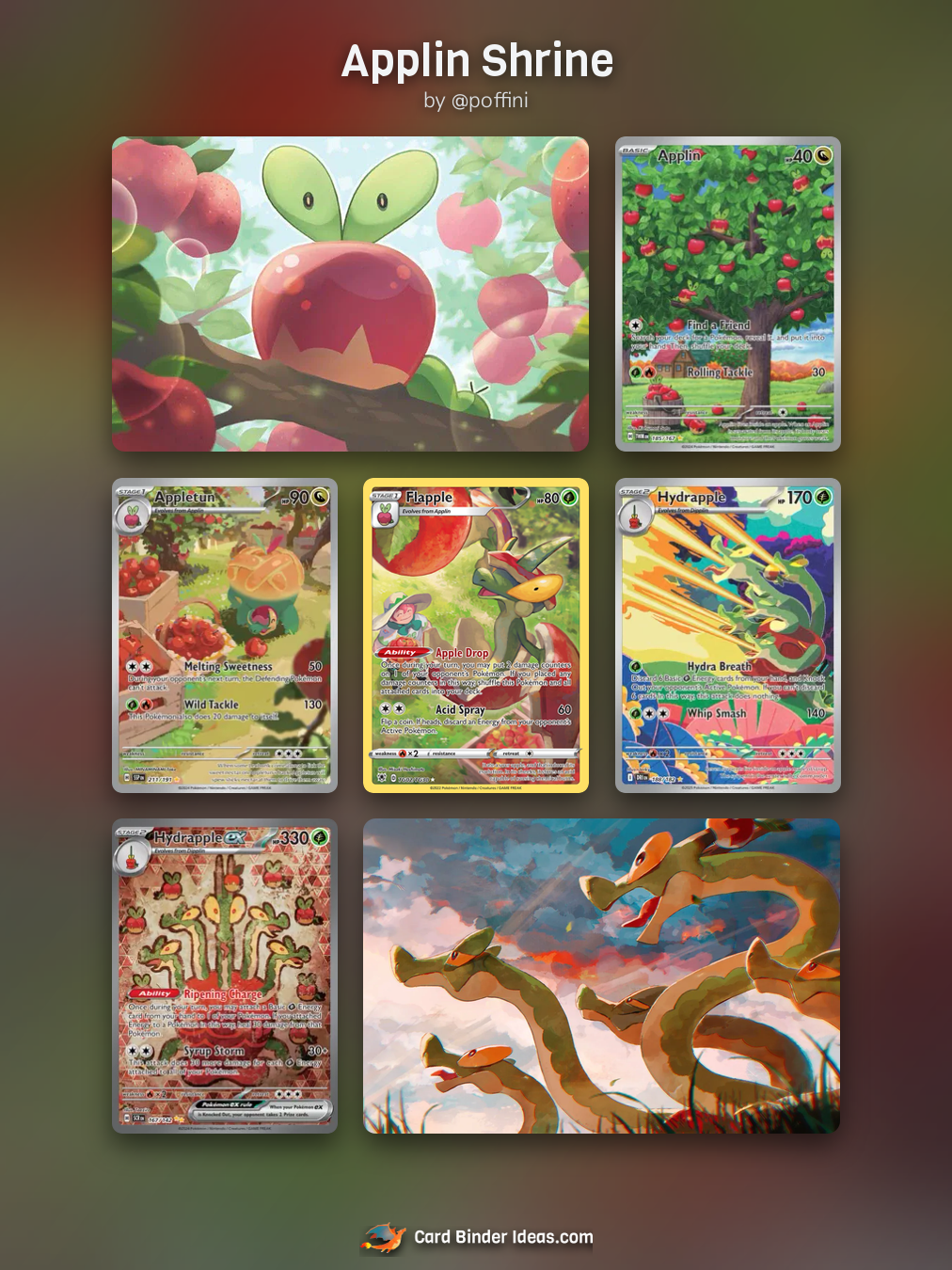 Applin Shrine. Michi Method Pokémon card binder idea by @poffini.