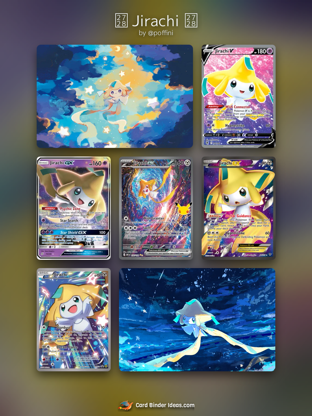 ✨ Jirachi ✨. Michi Method Pokémon card binder idea by @poffini.