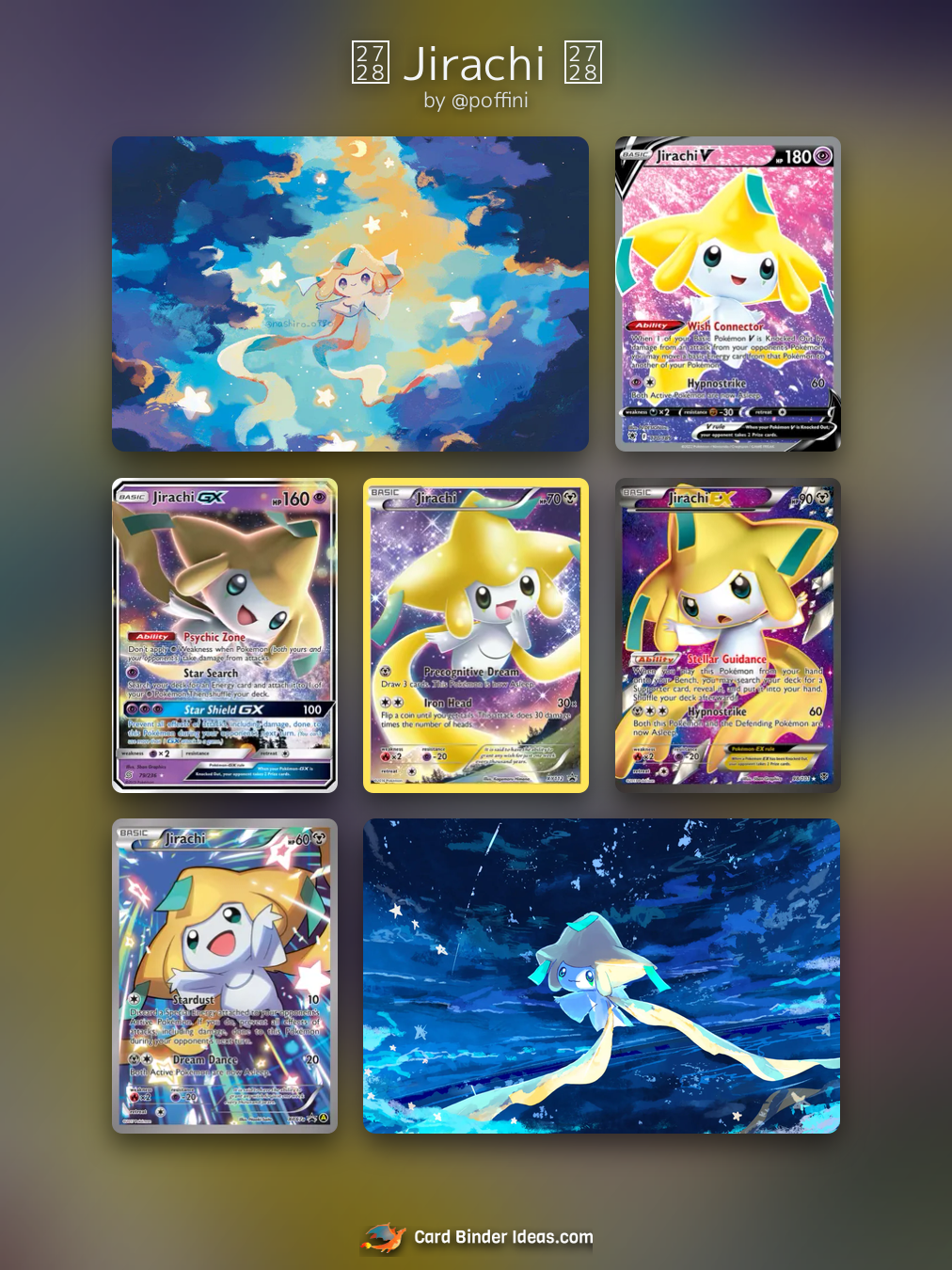 ✨ Jirachi ✨. Michi Method Pokémon card binder idea by @poffini.