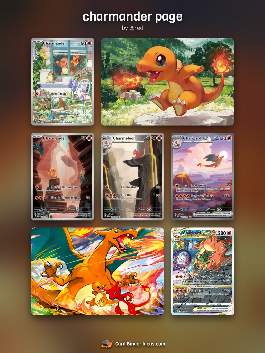 charmander page. Michi Method Pokémon card binder idea by @red.