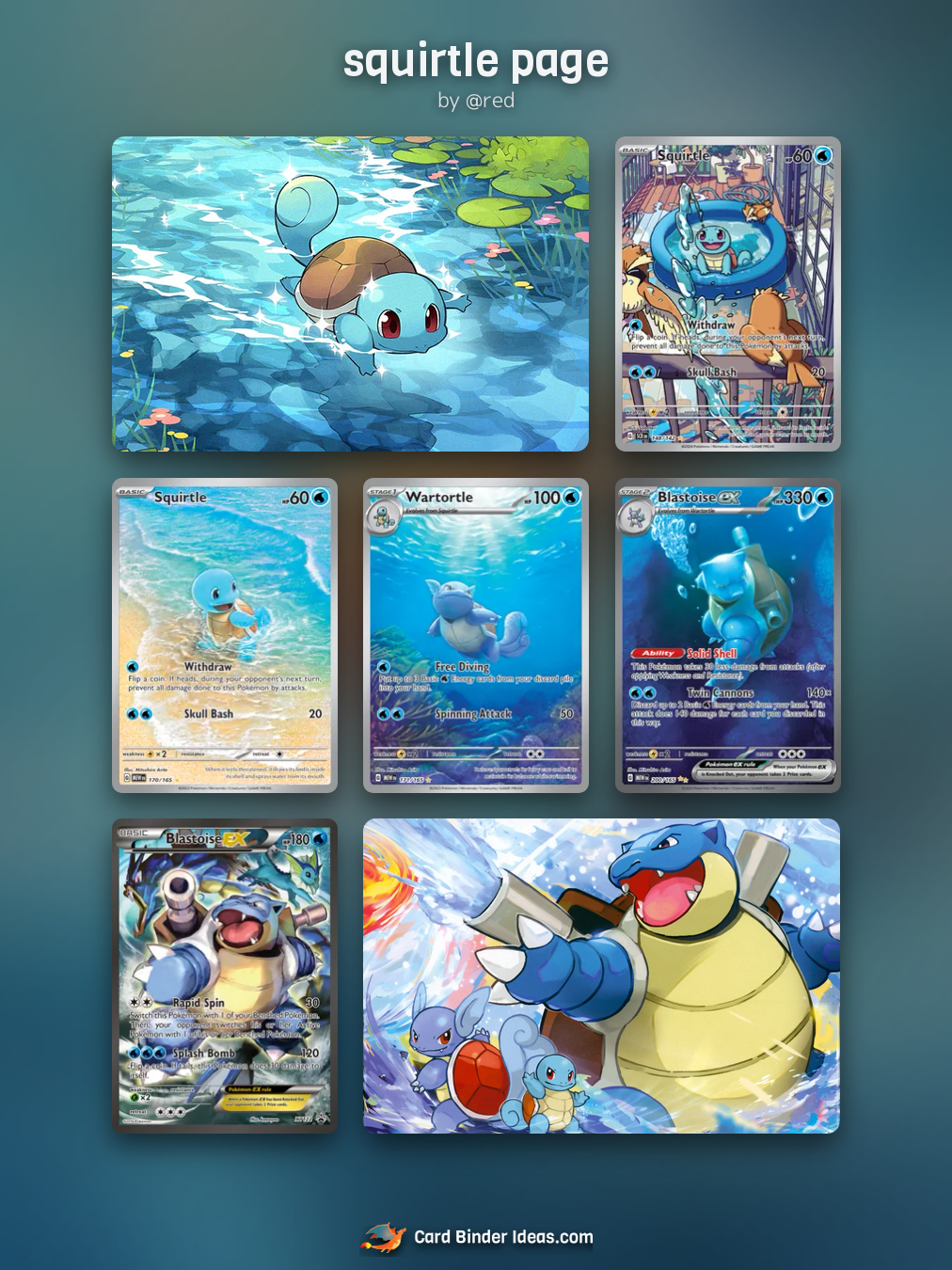 squirtle page. Michi Method Pokémon card binder idea by @red.