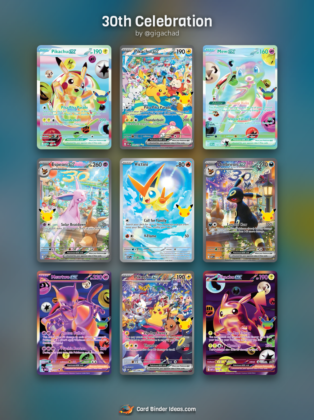 30th Celebration. Michi Method Pokémon card binder idea by @gigachad.