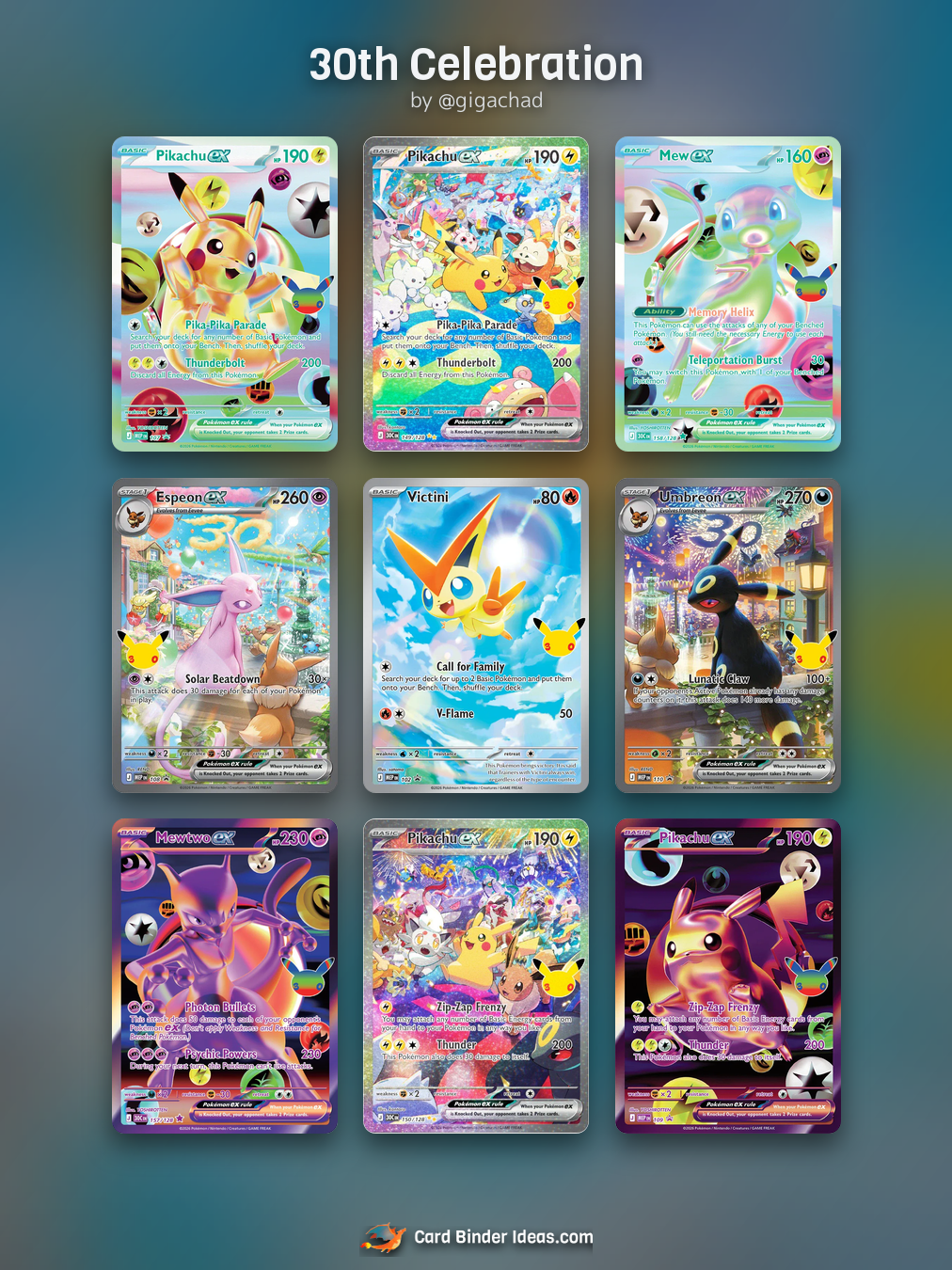 30th Celebration. Michi Method Pokémon card binder idea by @gigachad.