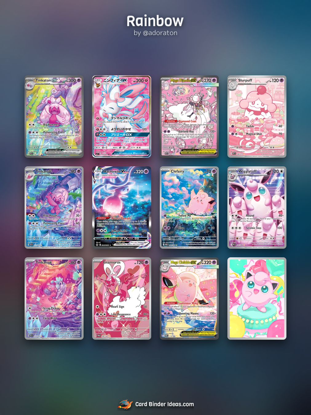Rainbow. Michi Method Pokémon card binder idea by @adoraton.