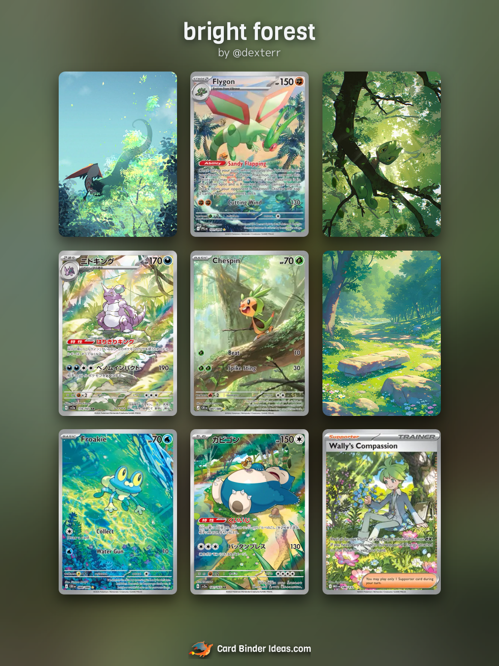 bright forest. Michi Method Pokémon card binder idea by @dexterr.