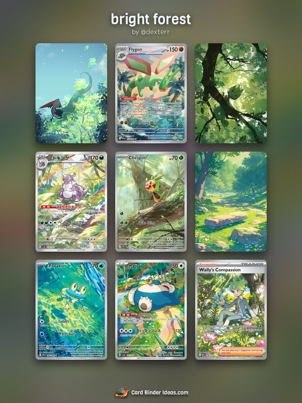 bright forest. Michi Method Pokémon card binder idea by @dexterr.