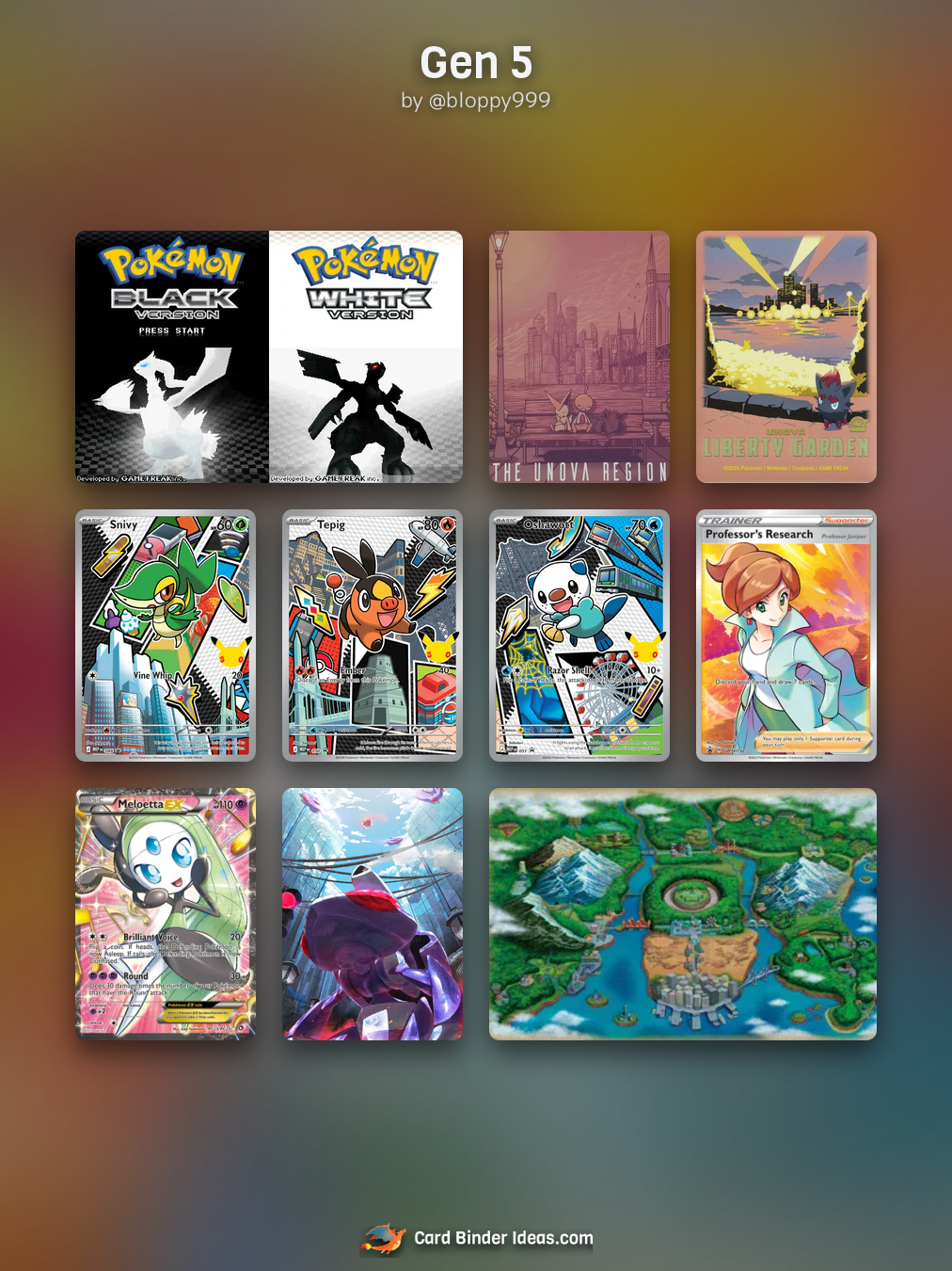 Gen 5. Michi Method Pokémon card binder idea by @bloppy999.