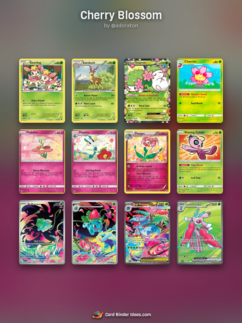 Cherry Blossom. Michi Method Pokémon card binder idea by @adoraton.