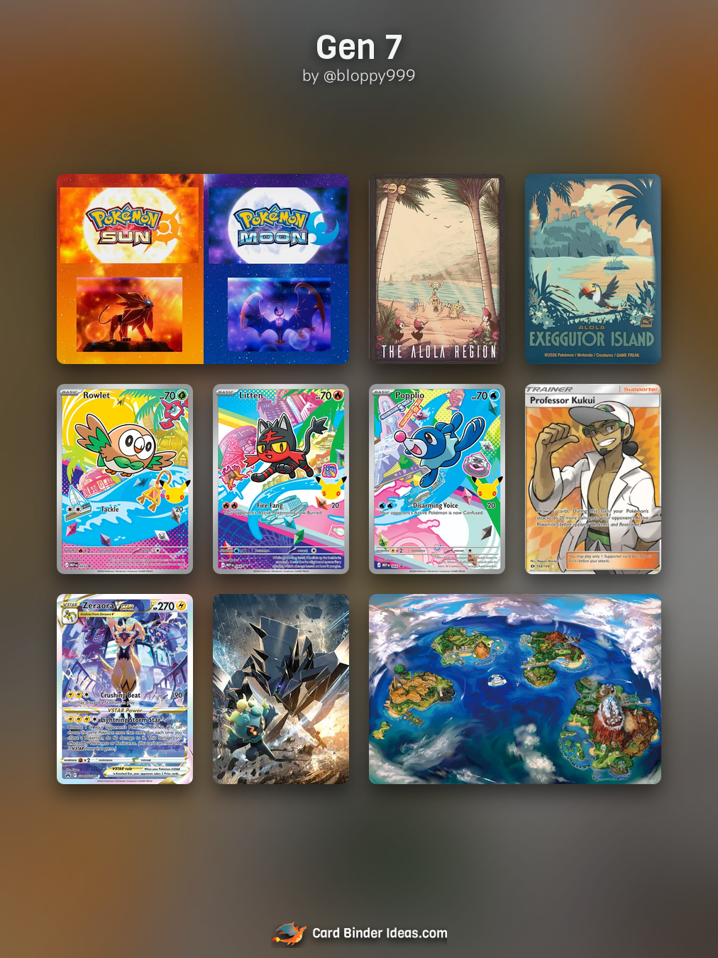 Gen 7. Michi Method Pokémon card binder idea by @bloppy999.
