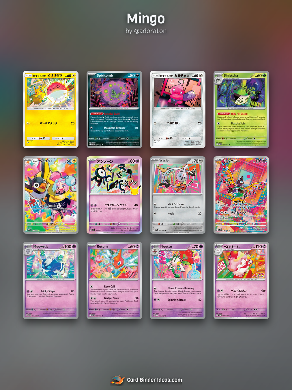 Mingo. Michi Method Pokémon card binder idea by @adoraton.