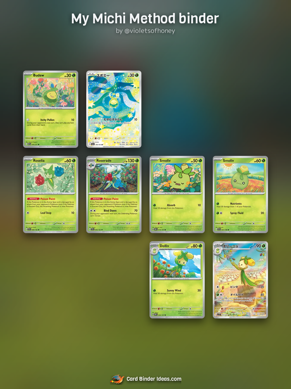 My Michi Method binder. Michi Method Pokémon card binder idea by @violetsofhoney.
