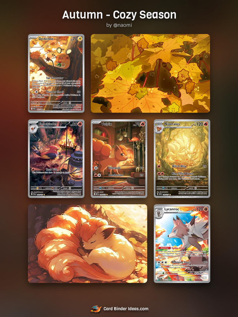 Autumn - Cozy Season. Michi Method Pokémon card binder idea by @naomi.