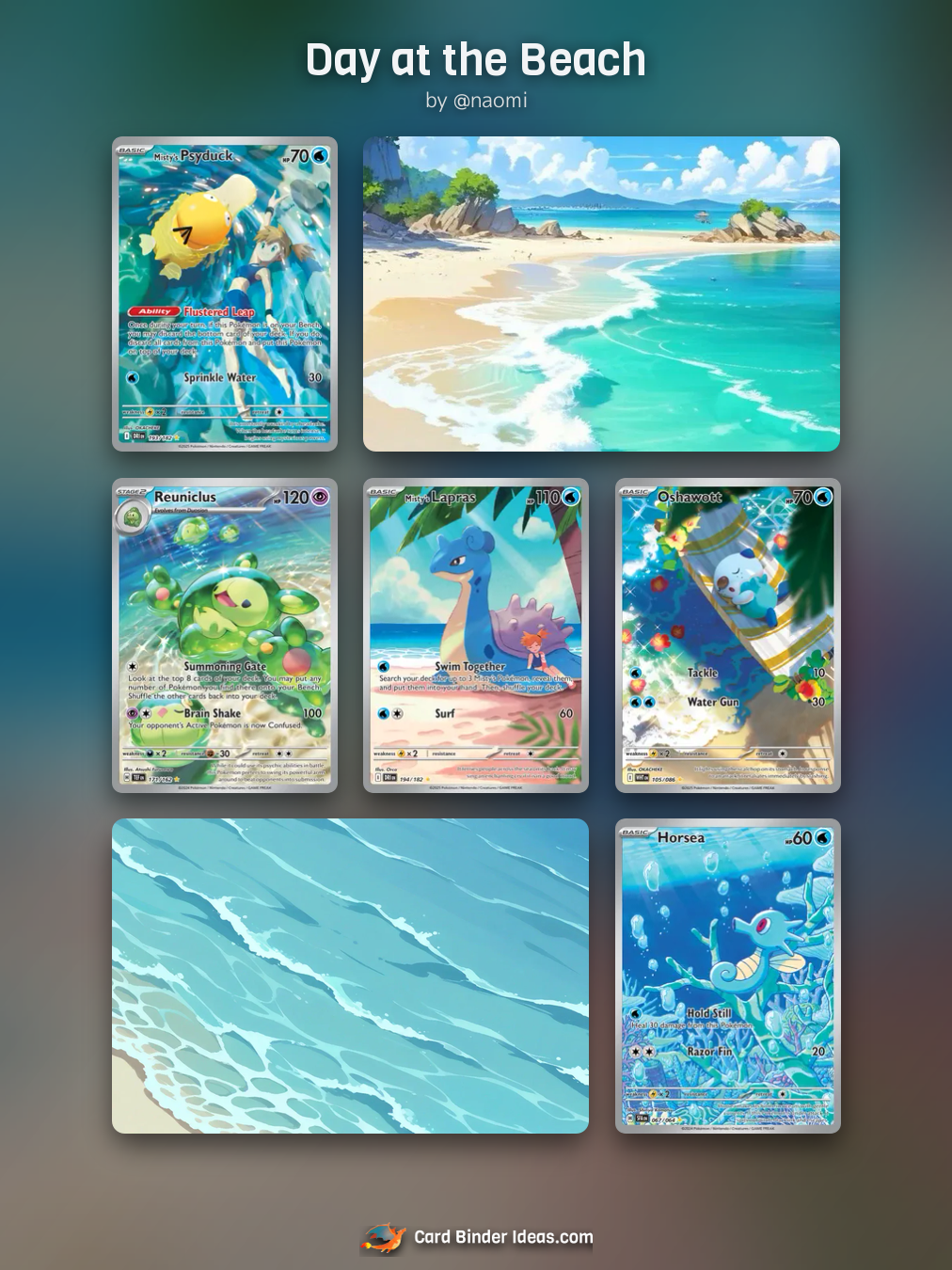 Day at the Beach. Michi Method Pokémon card binder idea by @naomi.