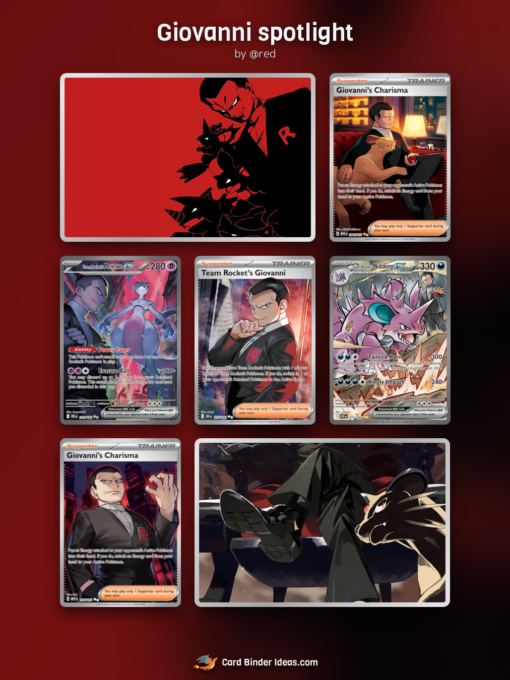 Giovanni spotlight. Michi Method Pokémon card binder idea by @red.