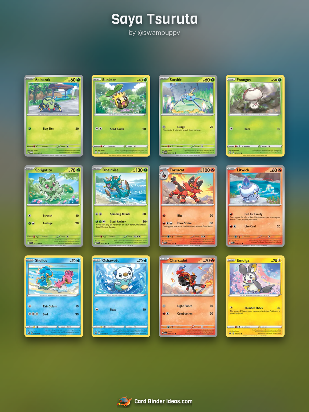 Saya Tsuruta. Artist Pokémon card binder idea by @swampuppy.