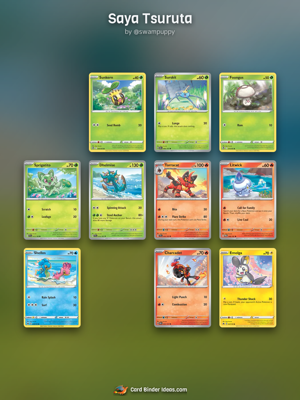 Saya Tsuruta. Artist Pokémon card binder idea by @swampuppy.