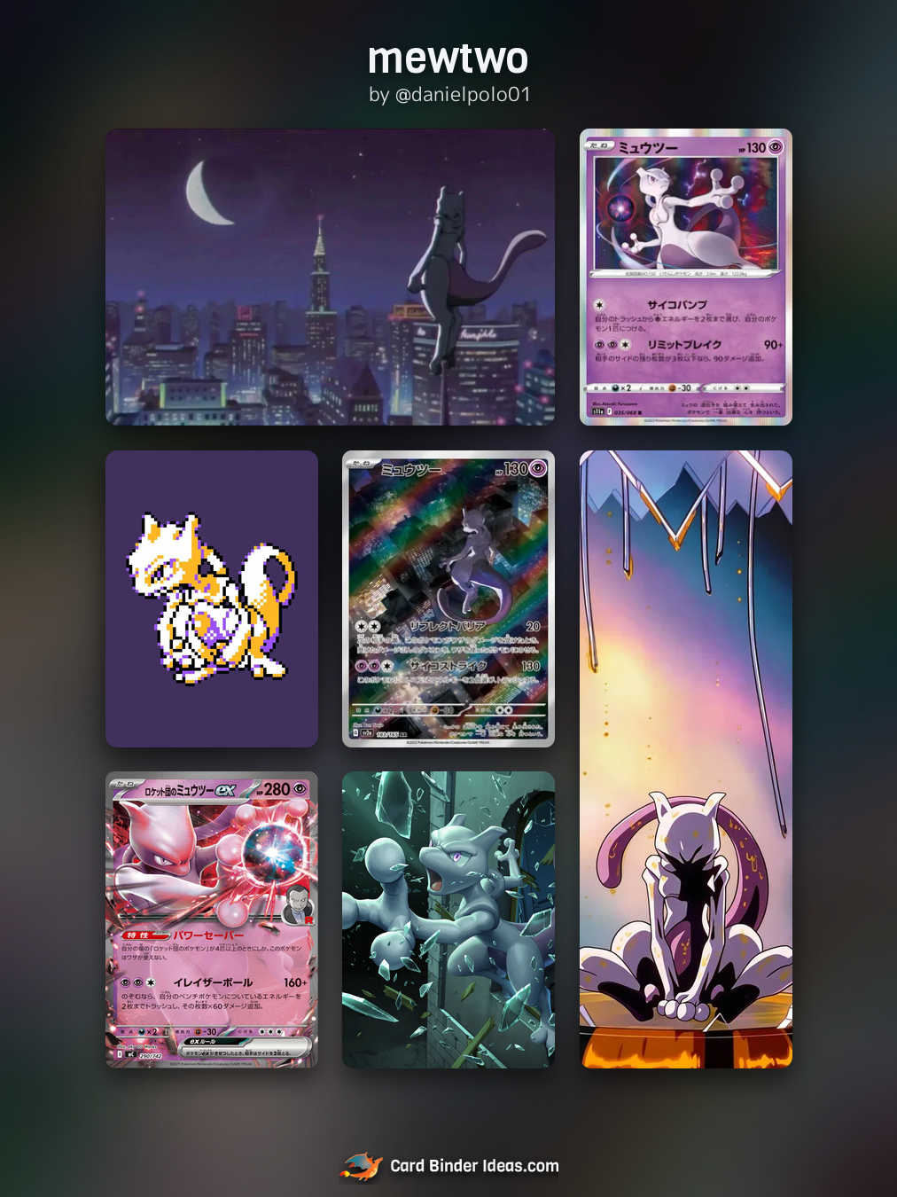 mewtwo. Michi Method Pokémon card binder idea by @danielpolo01.